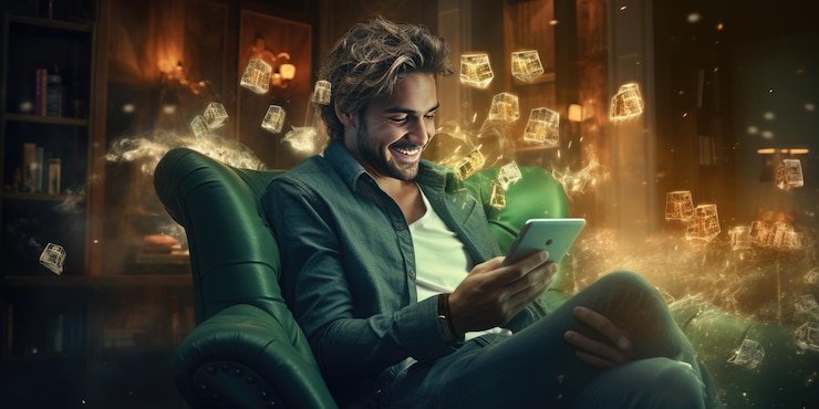 Antarmuka aplikasi mobile badai100 menampilkan pertandingan Premier League dengan opsi pembayaran DANA OVO GoPay